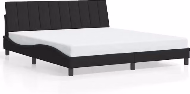 Letto matrimoniale | Letto per adulti | Giroletto senza Materasso Hanko Nero 180x200 cm in Velluto