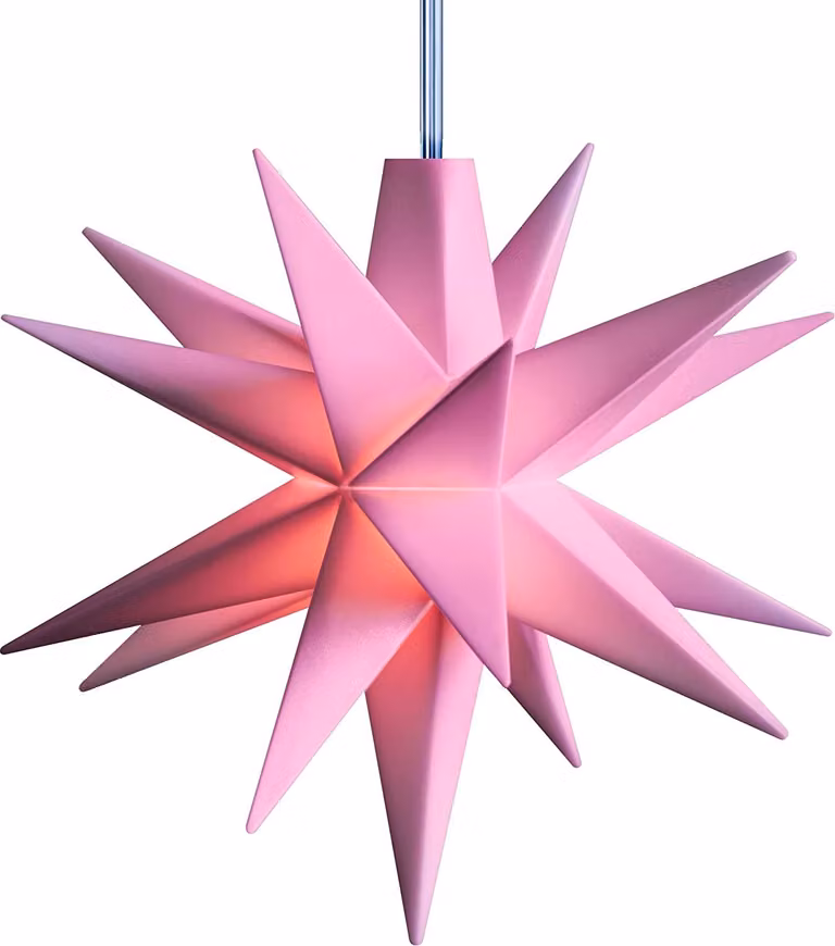 Stella LED 3D Ø 8 cm rosa con timer, stella di Natale a batteria, mini stella in plastica per interni, piccola stella luminosa, decorazione per interni