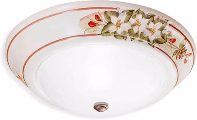 Plafoniera Classica Capua Ceramica E Ottone Satinato Decorato 1 Luce E27