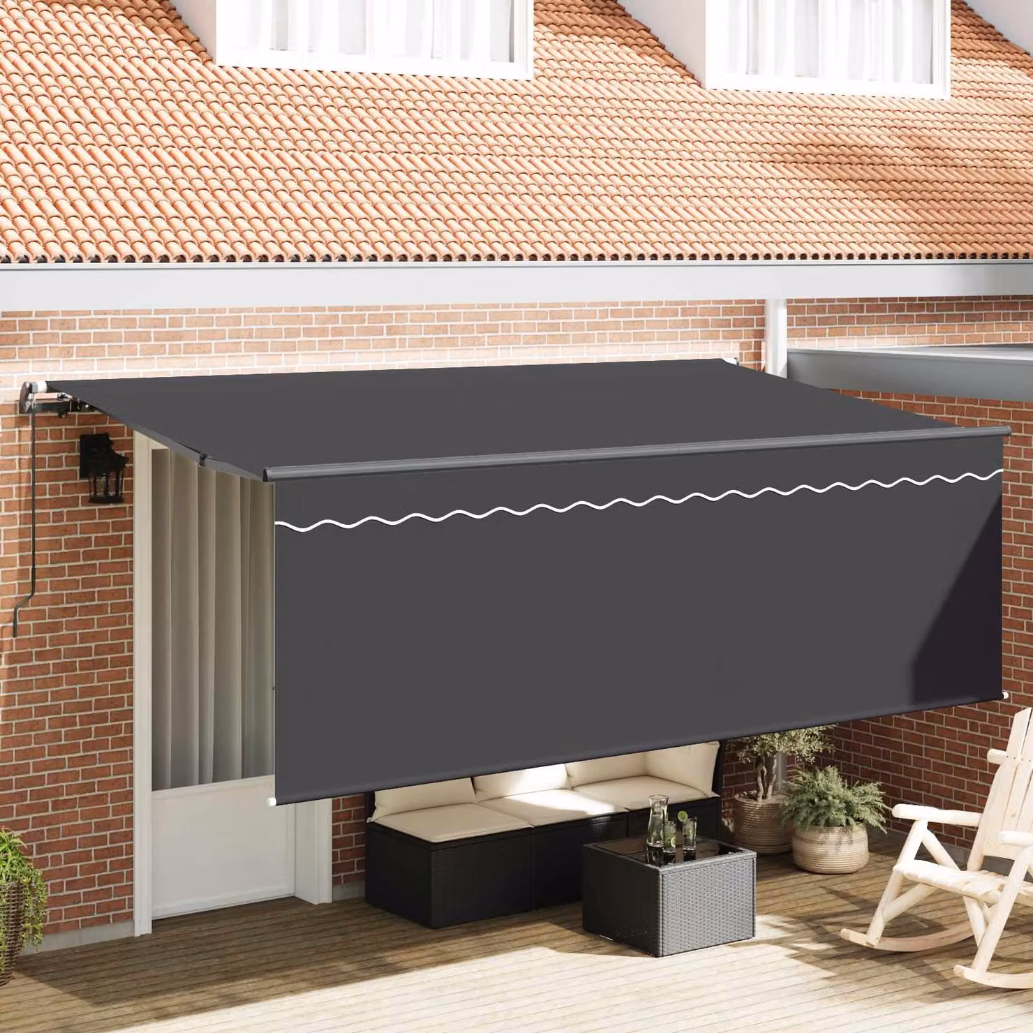 Tenda retrattile vidaXL in poliestere e alluminio, colore antracite, L 400 cm x P 200 cm