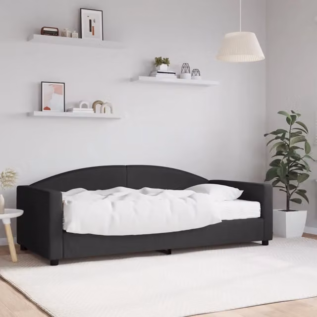 Divano Letto con Materasso-Sofa Letto-Daybed Nero 90x190 cm in Tessuto 237379