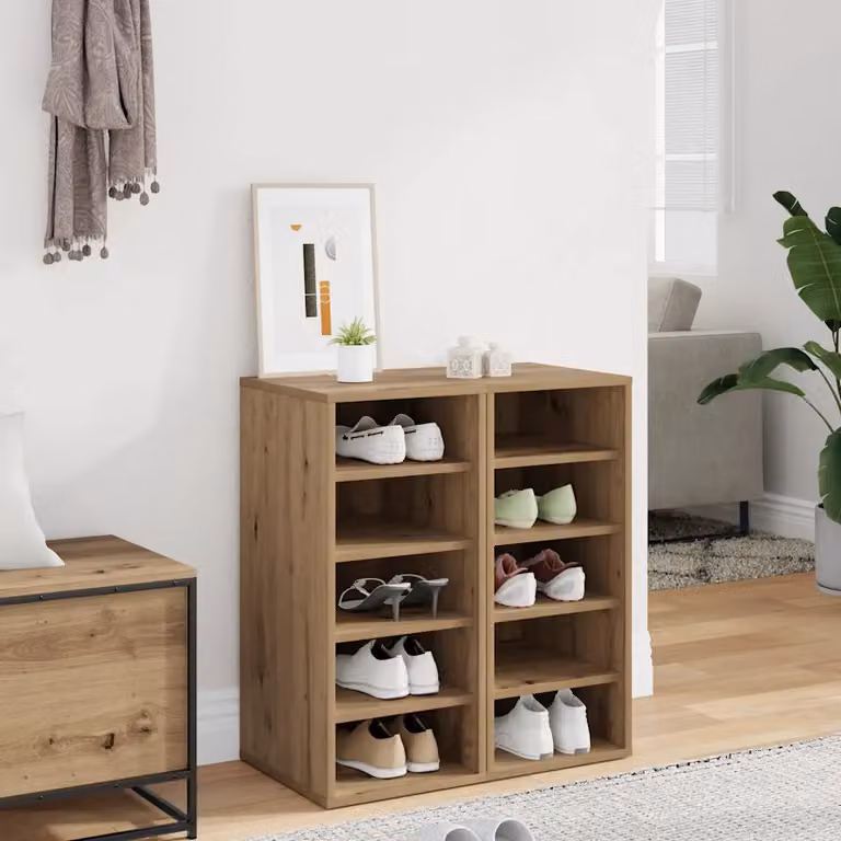 Scarpiera mobile vidaXL in legno color rovere con ripiani piatti L/P/H: 32 x 35 x 70 cm