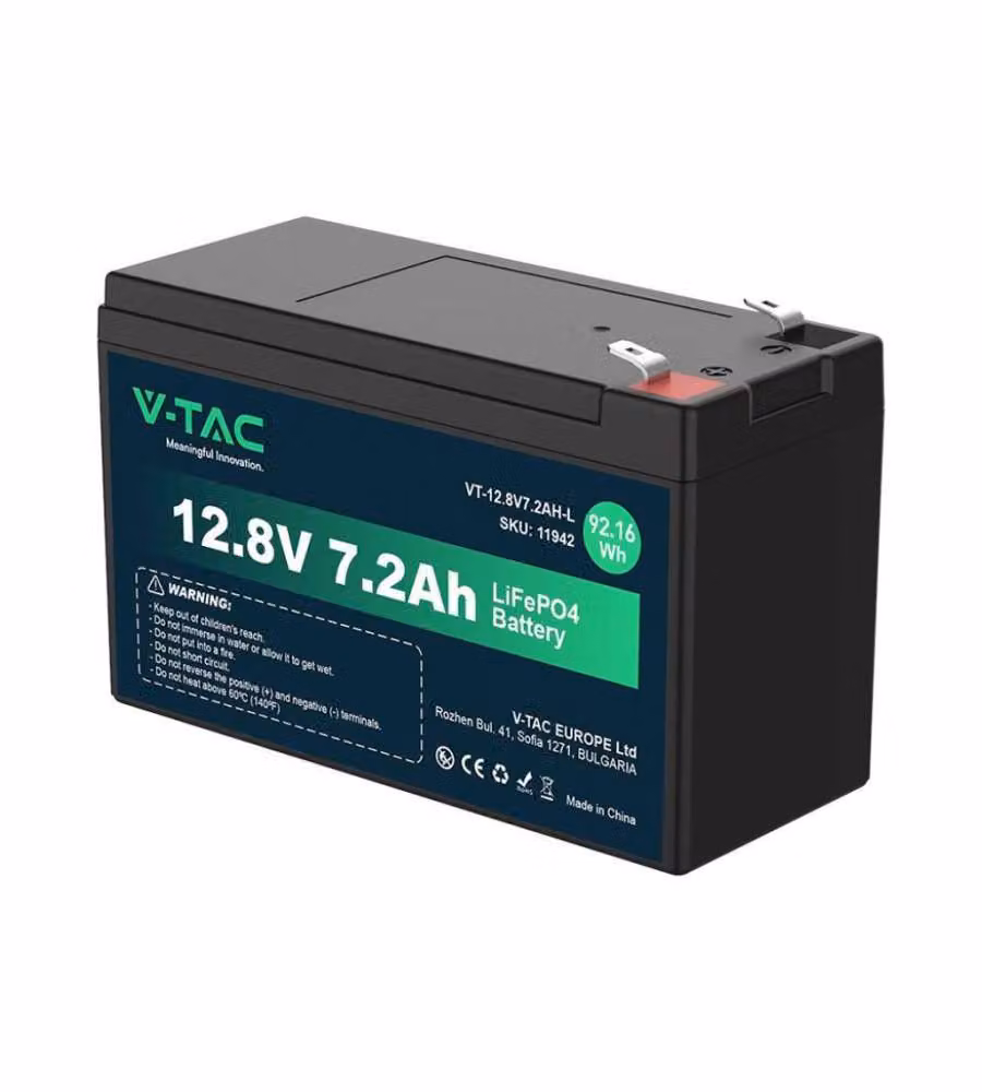 V-TAC Batteria al Litio 12.8V 7.2Ah T2 Allarmi, Videosorveglianza, UPS 150*63*93mm IP55