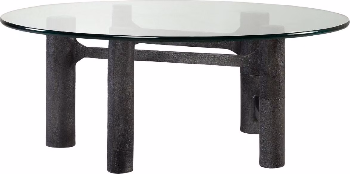 Casa Padrino Luxury Coffee Table Antique Black Ø 110 x H. 40,5 cm - Tavolo da salotto rotondo in alluminio con piano in vetro - Mobili Soggiorno - Mobili - Arredamento