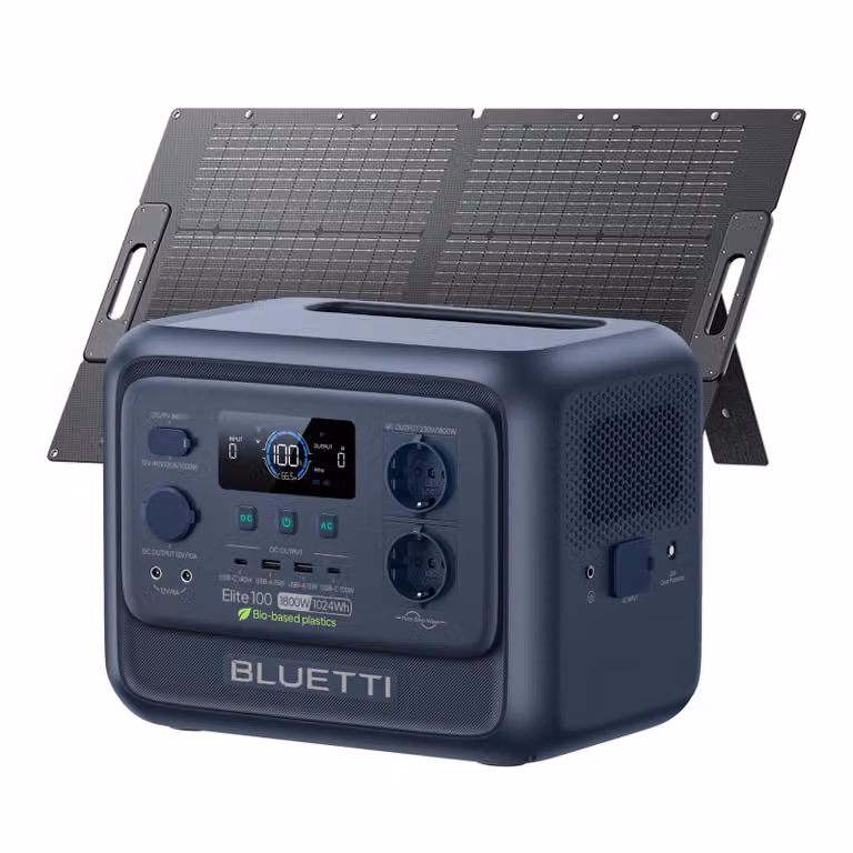 BLUETTI generatore solare Elite 100 V2 + pannelli solari da 100W, centrale elettrica portatile da 1024 Wh per il campeggio, le emergenze e l'alimentazione di emergenza, le interruzioni di corrente