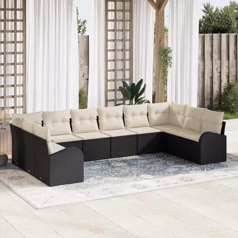 Maison Exclusive - Set di divani da esterno, 10 pezzi, colore nero [Materiale sintetico]: rattan sintetico