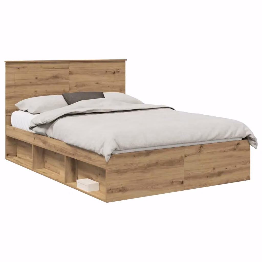 Struttura del letto moderna vidaXL in legno e MDF color marrone L/P/H: 140 x 190 cm – 2