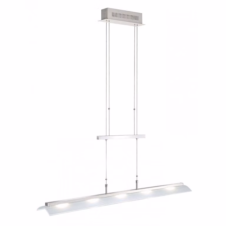 Lampada a sospensione a LED, acciaio, vetro satinato, dimmerabile, L 110 cm