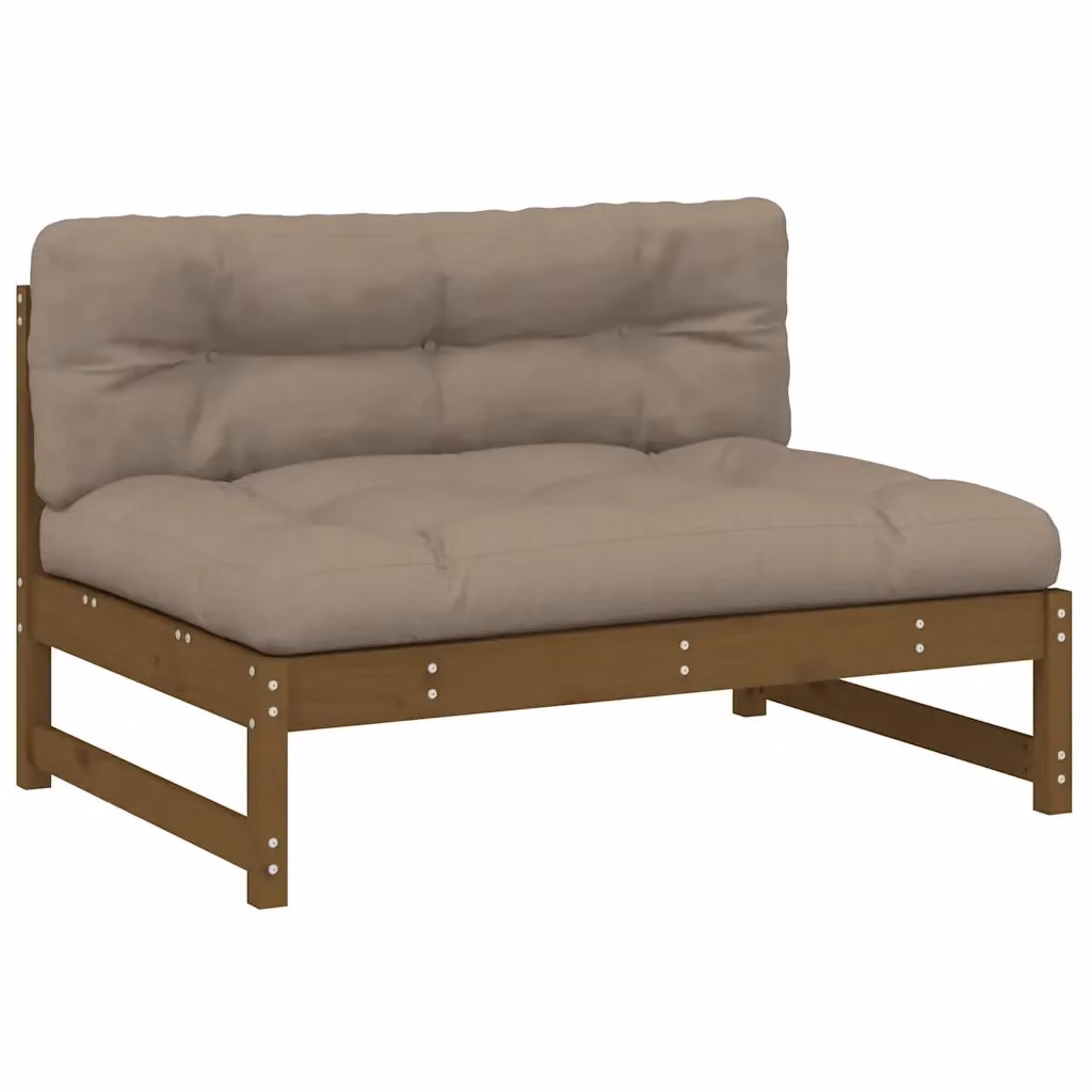 Divanetto Modulare Design Mania in Legno di Pino Marrone e Beige con Cuscini, L/P/H: 120 x 80 x 70 cm – 2