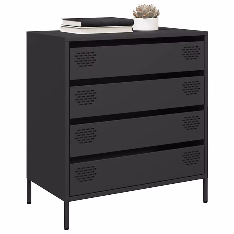vidaXL Credenza Nera in Metallo per Soggiorno o Camera da Letto L: 68 cm, P: 39 cm, H: 73,5 cm