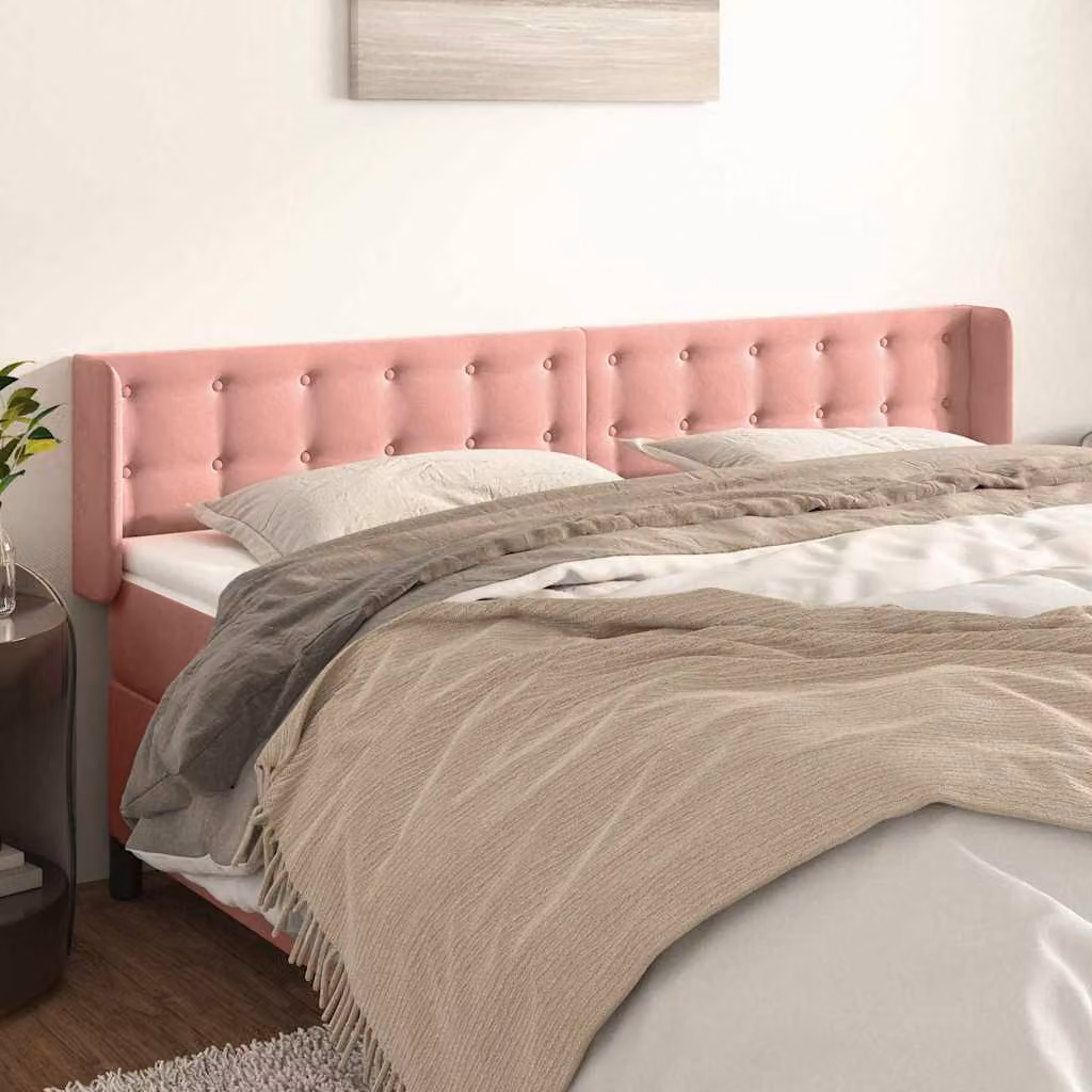 Testiera ad orecchio vidaXL in velluto rosa L: 163 cm, P: 16 cm, H: 78-88 cm