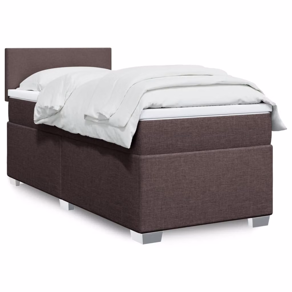 Maison Exclusive - Letto boxspring con materasso marrone scuro 100x200 cm tessuto