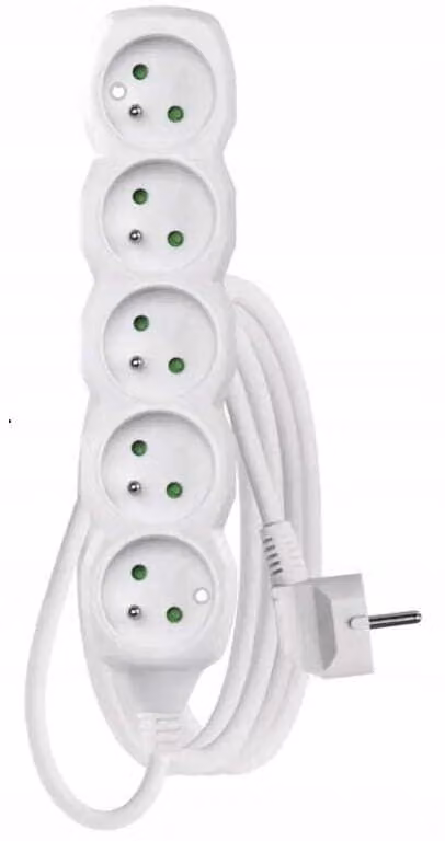 Cavo di prolunga - 5 prese, 3 m, bianco 70554