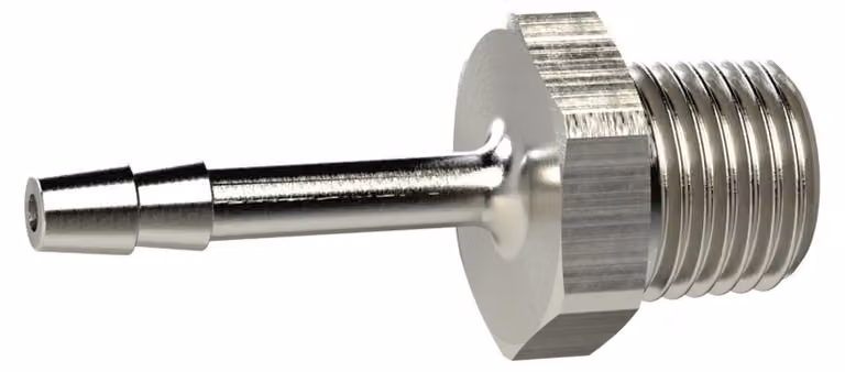 Ugello a vite Riegler, R 1 1/2 a., per tubo LW 38, MS nichelato.