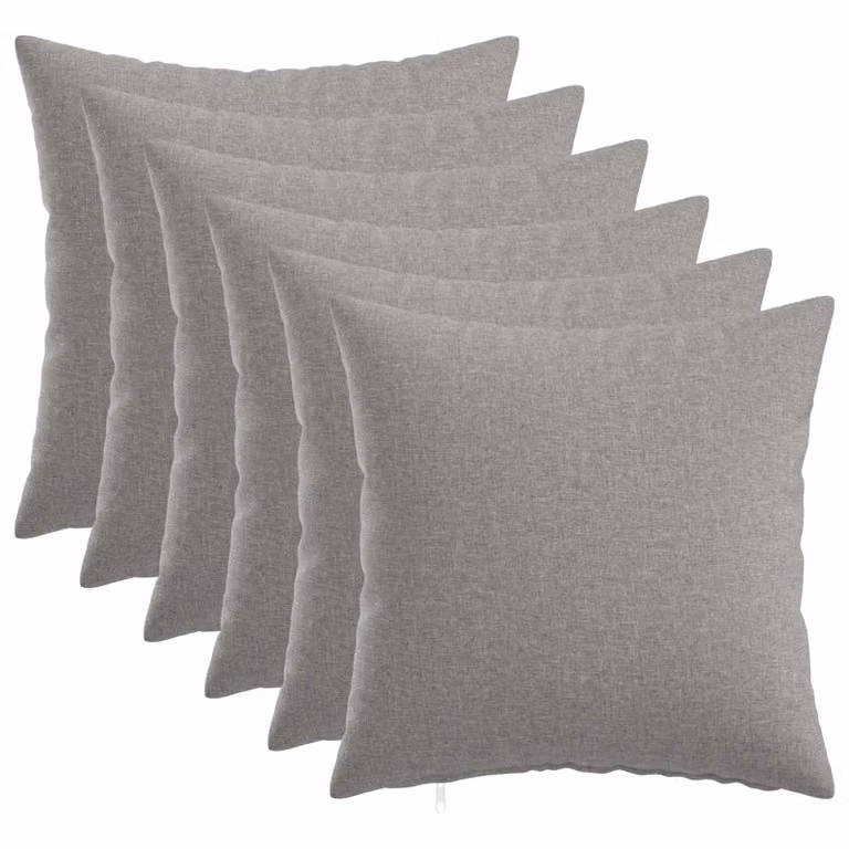 Set di 6 cuscini vidaXL HEERLEN in tessuto grigio, forma quadrata, 45 x 45 cm