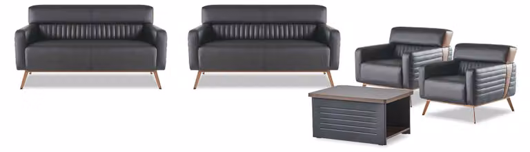 Sofas Arbeitszimmer Set 5tlg Modern Design 2-Sitzer Sessel Couchtisch