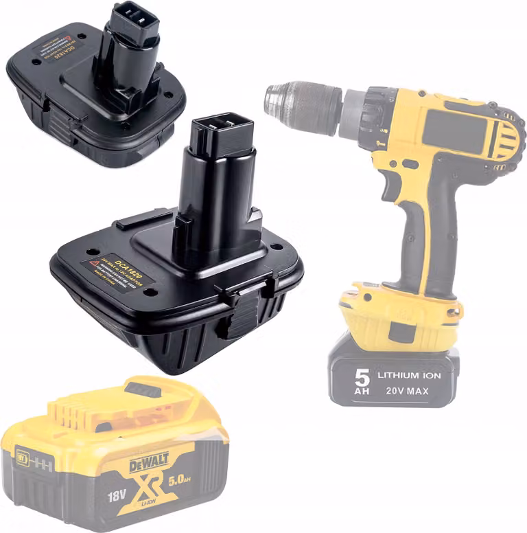 Rosfix Adattatore Dewalt DC9096 per Batteria Dewalt (DCA1820) Nero