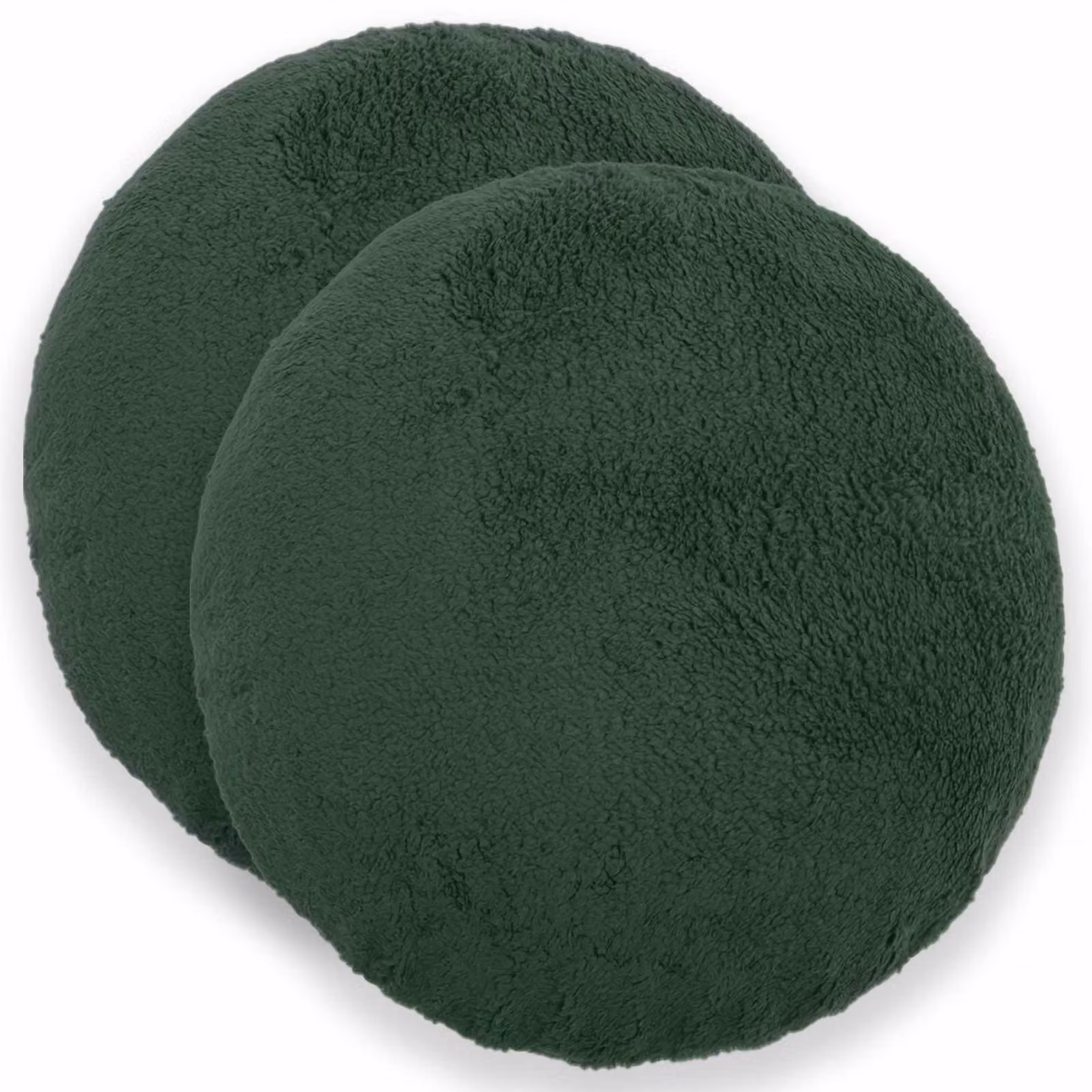 Set di 2 federe rotonde vidaXL HEERLEN in tessuto bouclé verde scuro, Ø 30 cm