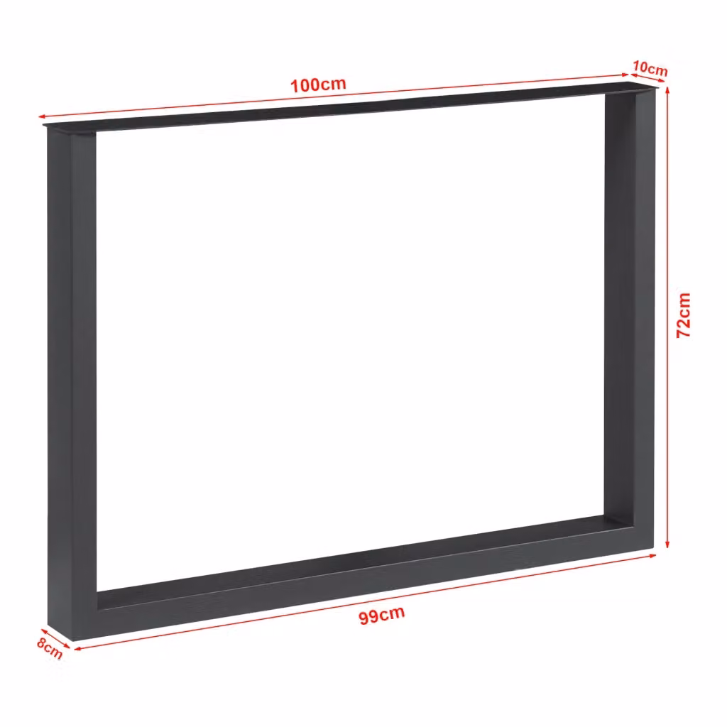 Set di 2 gambe rettangolari Makers per mobili fai da te en.casa in acciaio nero opaco L: 100 cm, H: 72 cm – 2