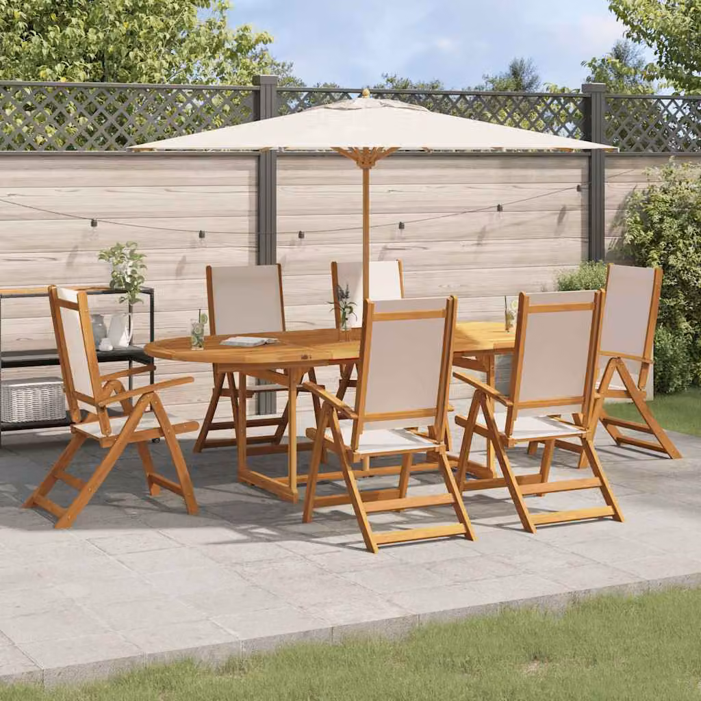 Set da pranzo da giardino vidaXL in legno di acacia e textilene, 7 pezzi, marrone e beige