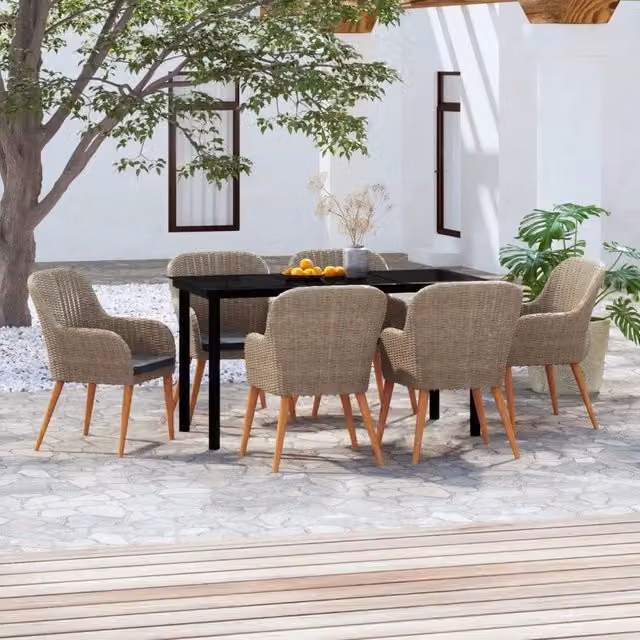 Set da Pranzo da Giardino 7 pz con Cuscini Marrone 3099514