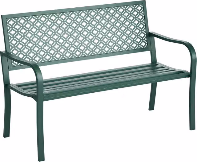 Panchina da giardino Minimal in metallo verde L/P/H: 127 x 63 x 83 cm