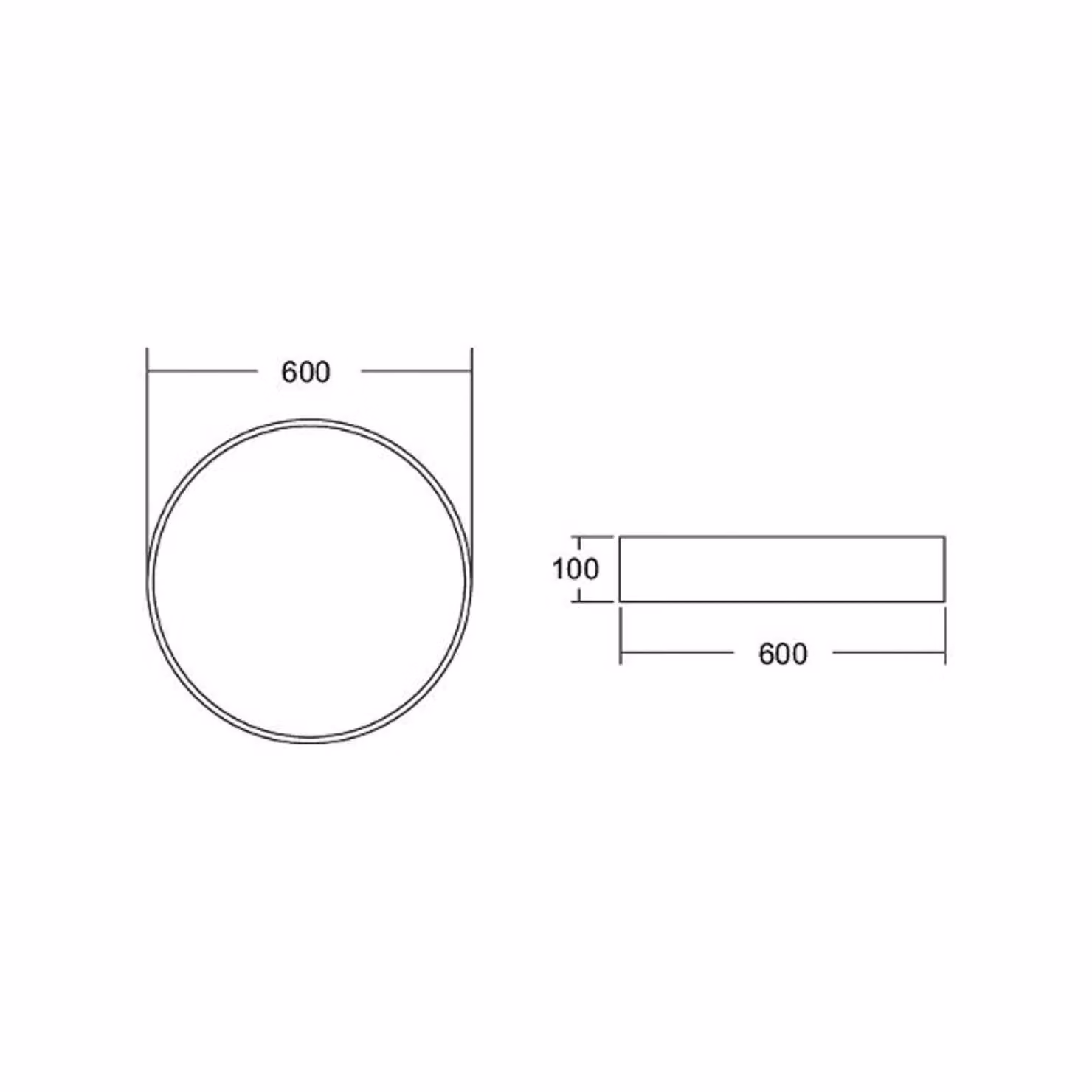 BRUMBERG Cerchio Biro, Ø 60 cm, on/off, argento 3.000 K Biro Circle, Alluminio / Grigio / Zincato, Soggiorno / Sala da pranzo, Alluminio
