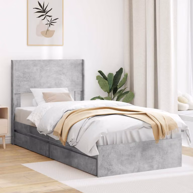 Struttura letto con contenitore e testata vidaXL in legno Grigio