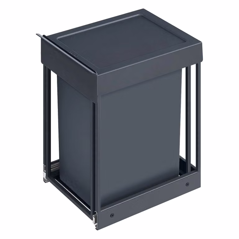 Pattumiera estraibile da cucina con doppio scomparto, Grigio Scuro / 1 x 20 L