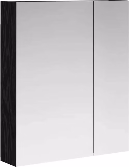 Mobiletto da bagno con specchio DESIGN IN in rovere nero, moderno e da appendere al muro, L: 60 cm, P: 14,5 cm, H: 70 cm