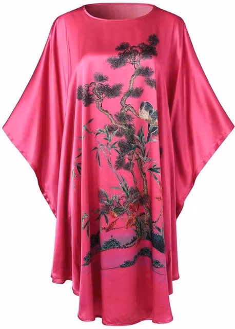 Badia da Bagno per Donna in 100% Seta, Camicia da Notte Corta, Pigiamino, Abbigliamento da Notte, Maniche a Museruola Classiche (Rosa)