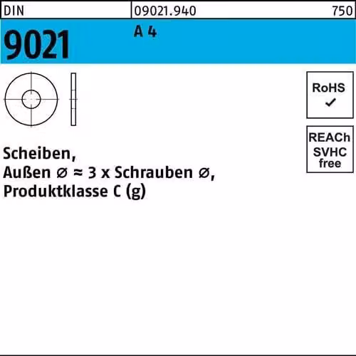 Dischi Reyher DIN 9021 A4 8,4 C A 4 090219409084000 (100 pezzi)