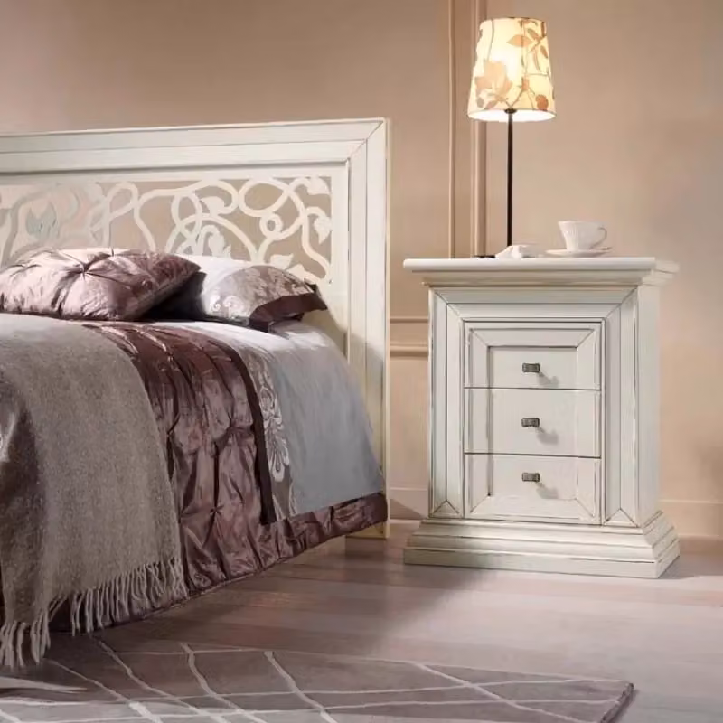 Letto arte povera traforato in legno stile shabby chic bianco anticato Mobili 2G L/P/H: 183 x 210 x 117 cm – 2
