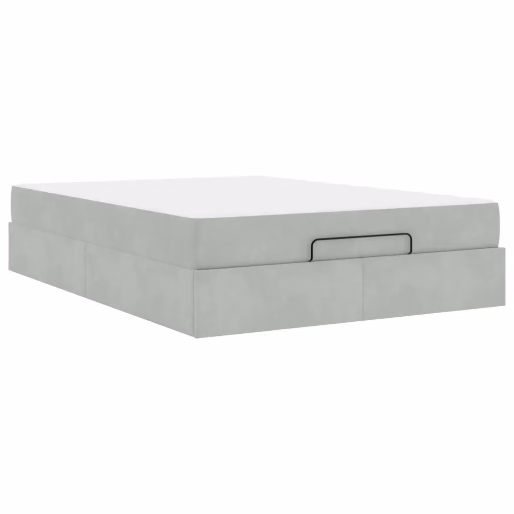 vidaXL Struttura letto con 2 materassi in velluto grigio, L/P/H: 200 x 140 x 43,5 cm – 2