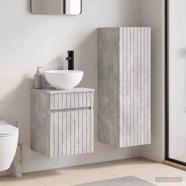 Set di mobili per il bagno 2 pz Grigio Cemento 3406136