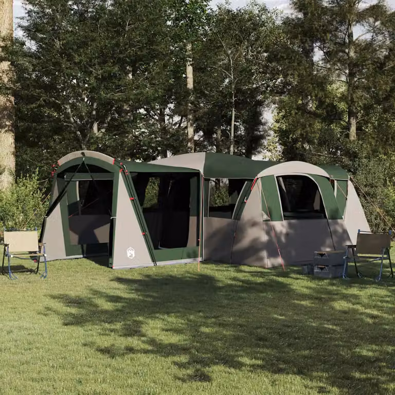 Tenda per famiglia vidaXL per 20 persone in poliestere, verde e bianco