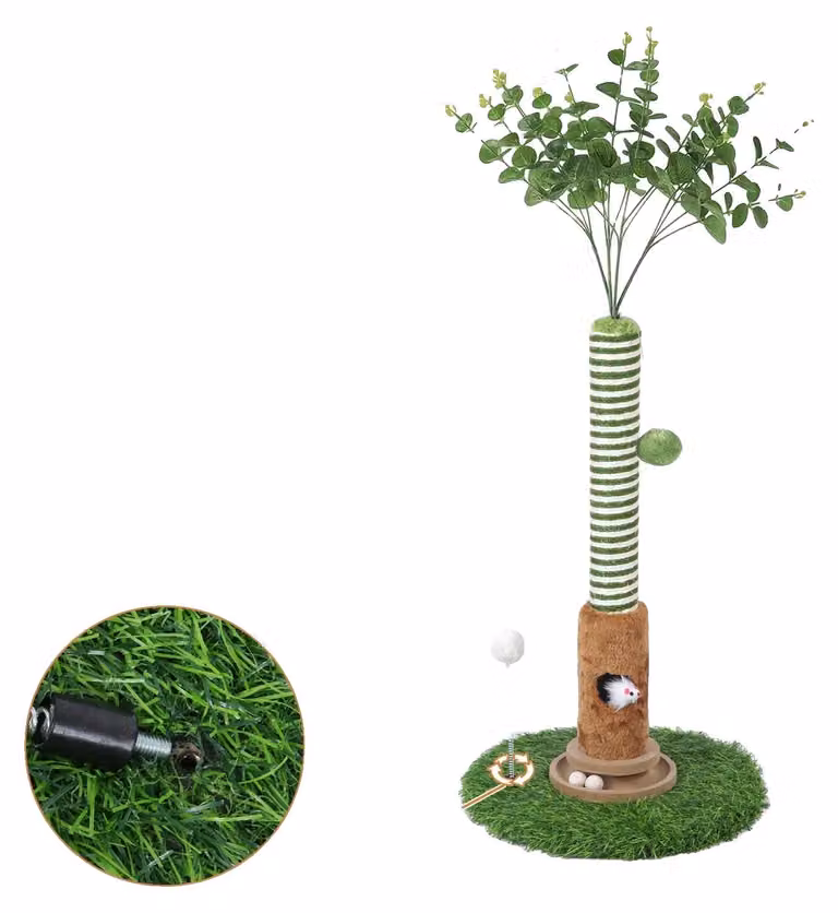 Albero per gatti, con caratteristiche di giocattolo interattivo, per uso interno, colore verde