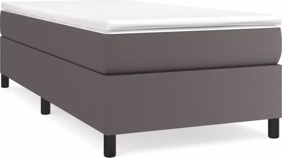 Giroletto a Molle con Materasso Grigio 90x190 cm in Pelle finta