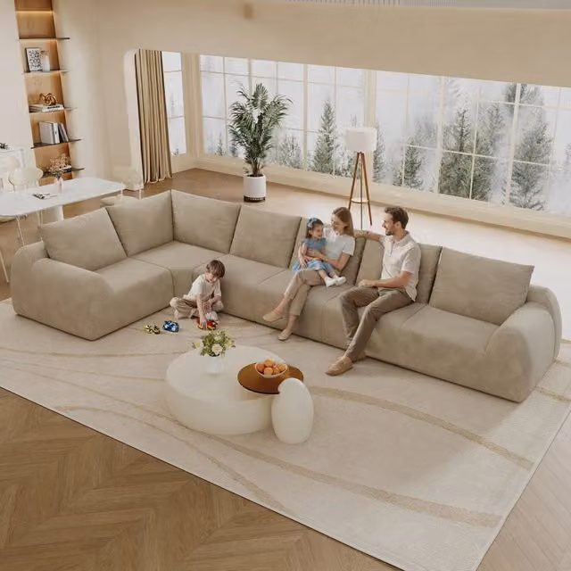 Divano angolare L ¨C Minimal ¨C beige tessuto imbottito 401cm senza montaggio