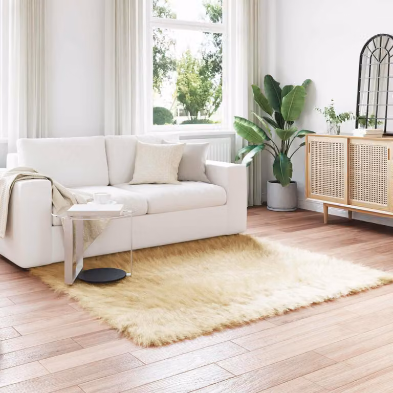 Tappeto moderno vidaXL in poliestere color beige, L 160 x L 160 cm