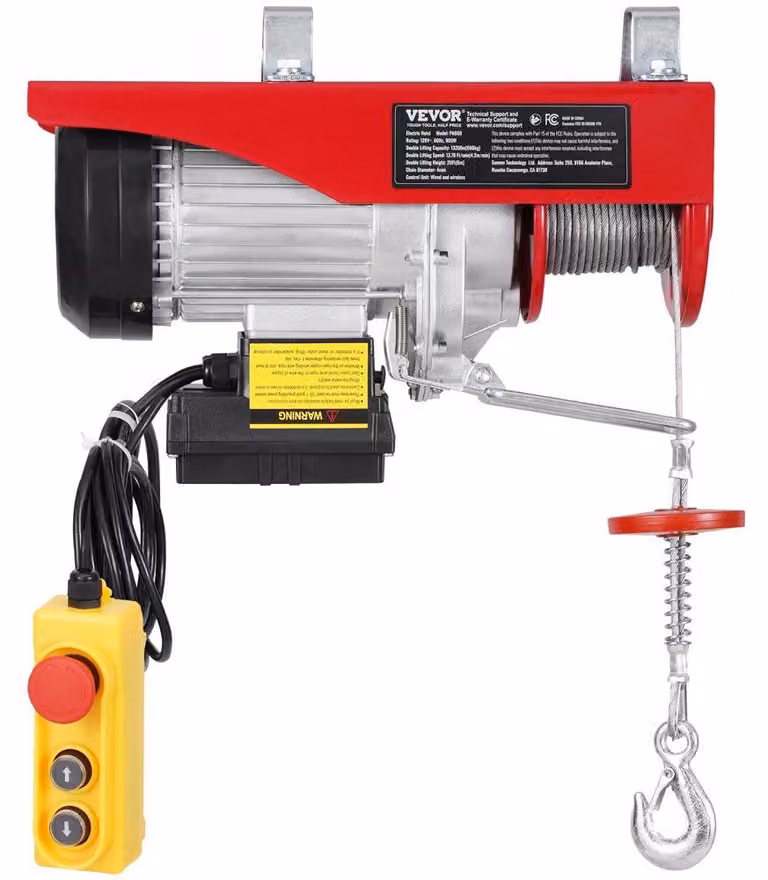 Verricello elettrico da 600 kg - Telecomando wireless e cablato - Altezza di sollevamento di 12 metri