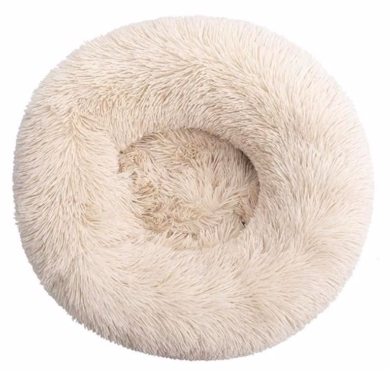 Cuccia per cani, cuccia per gatti, morbida, rotonda, in peluche, forma a ciambella, cuscino, 50 cm, color pesca