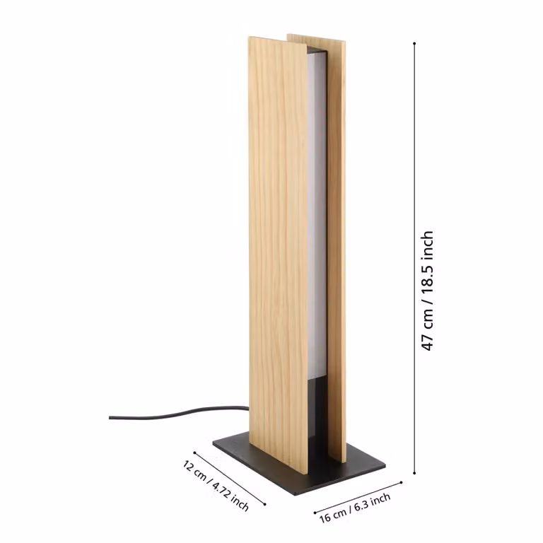 Lampada da Tavolo Moderna Eglo Anchorena-Z in Legno e Plastica con Luce LED Integrata da 16W, Dimmerabile e con Timer