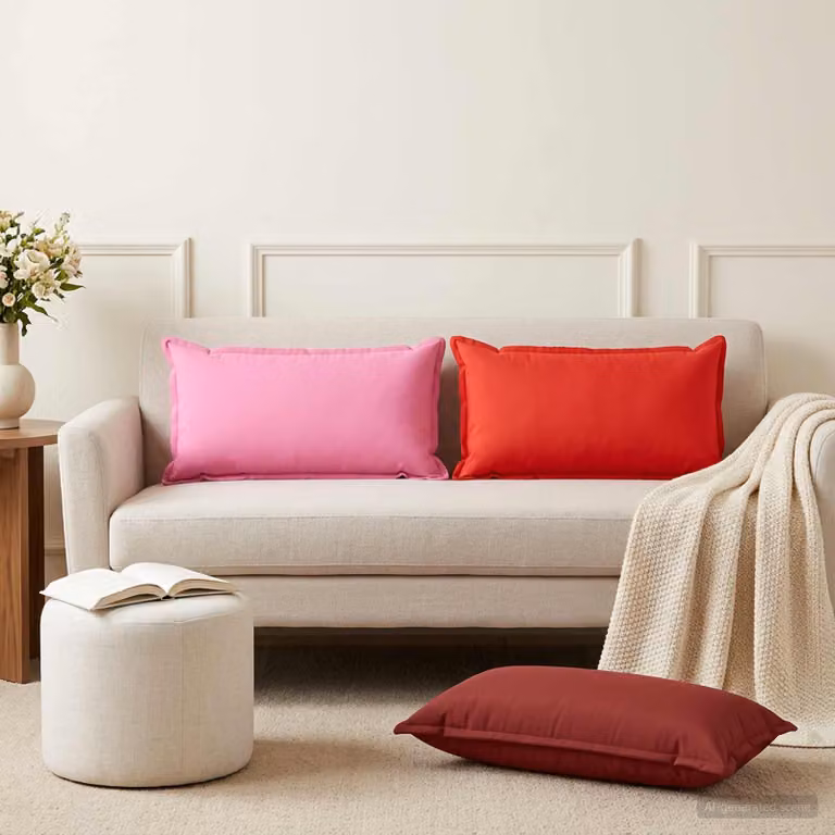 Set di 6 federe vidaXL HOUTEN rosse in poliestere, L 80 x P 40 cm