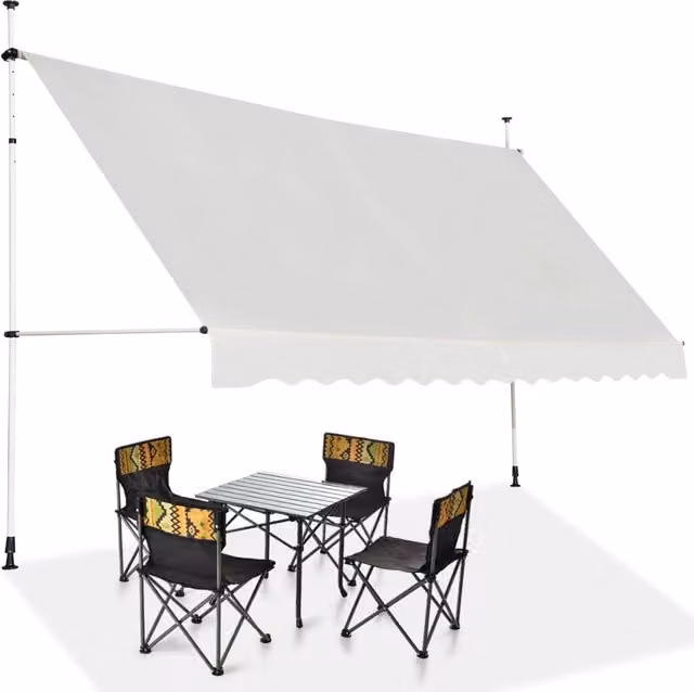 Tenda da sole telescopica e retrattile, Tenda parasole resistente ai raggi UV impermeabile 395 x 120 cm Beige