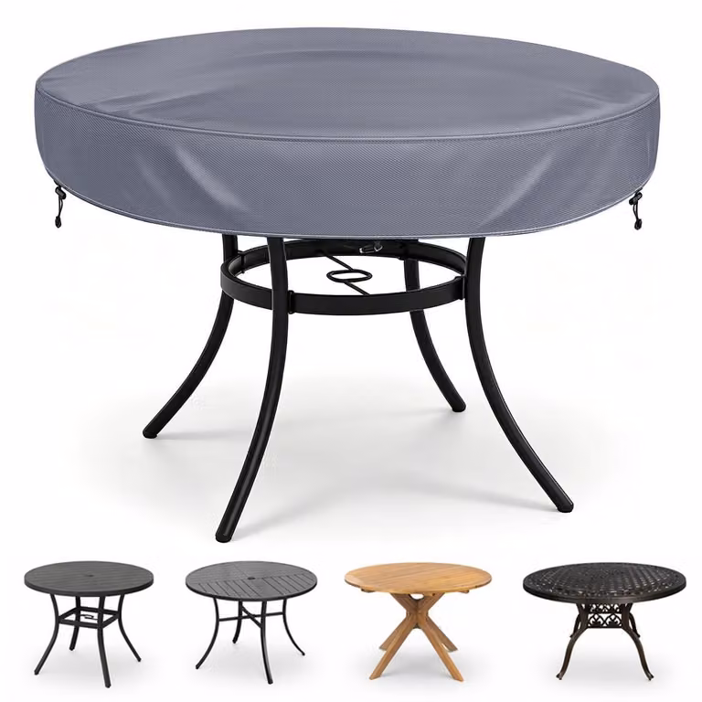 Copertura impermeabile per tavolo da giardino, diametro 82 cm, colore grigio