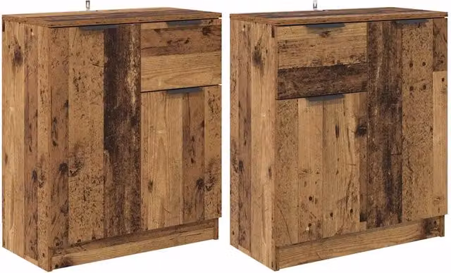 Credenza | Sideboards con cassetto 2 pcs Legno vecchio 60 x 30 x 70 cm