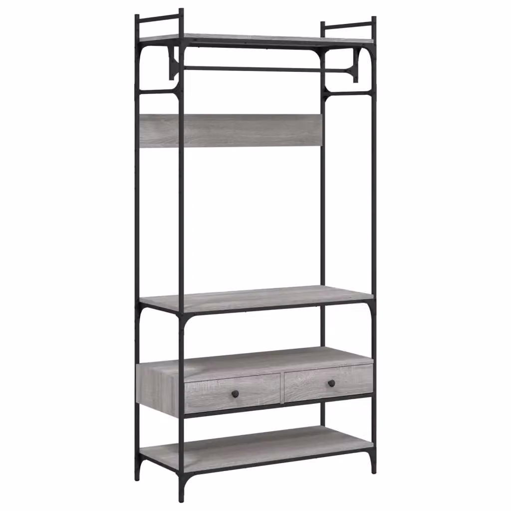 Armadio con cassetti e appendiabiti vidaXL, Grigio, L: 89 cm, P: 39 cm, H: 184,5 cm – 2