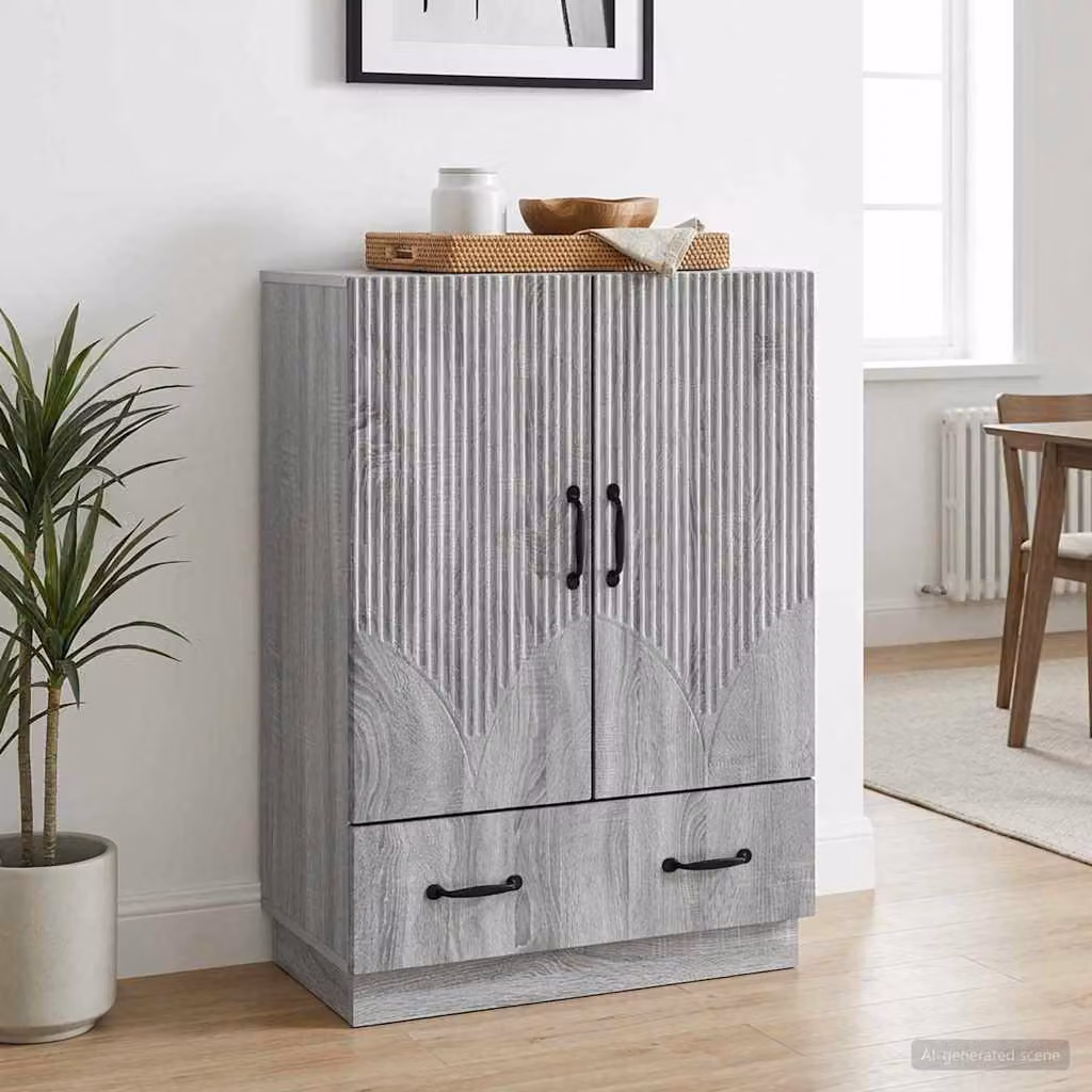 Credenza moderna vidaXL in legno ingegnerizzato MDF, colore Grigio Sonoma, L: 66 cm, P: 34,5 cm, H: 92 cm