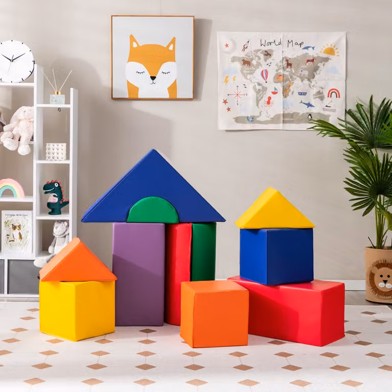Costway Set giocattoli in schiuma 11 pezzi impermeabili, Set di blocchi per arrampicatori per bambini Colorato